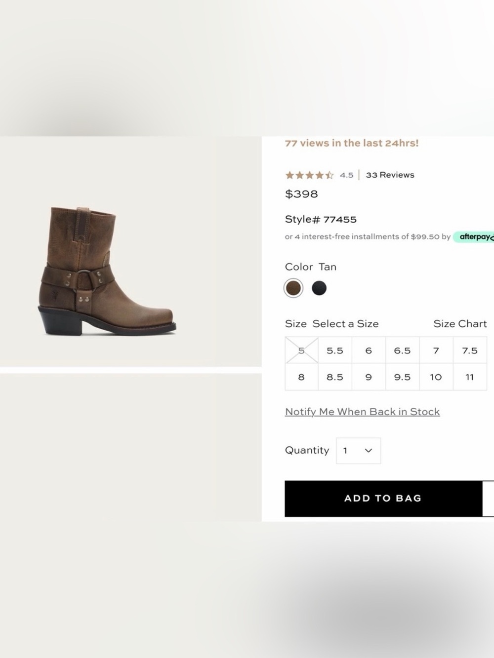 Frye Tan Leather Harness Ankle Boots